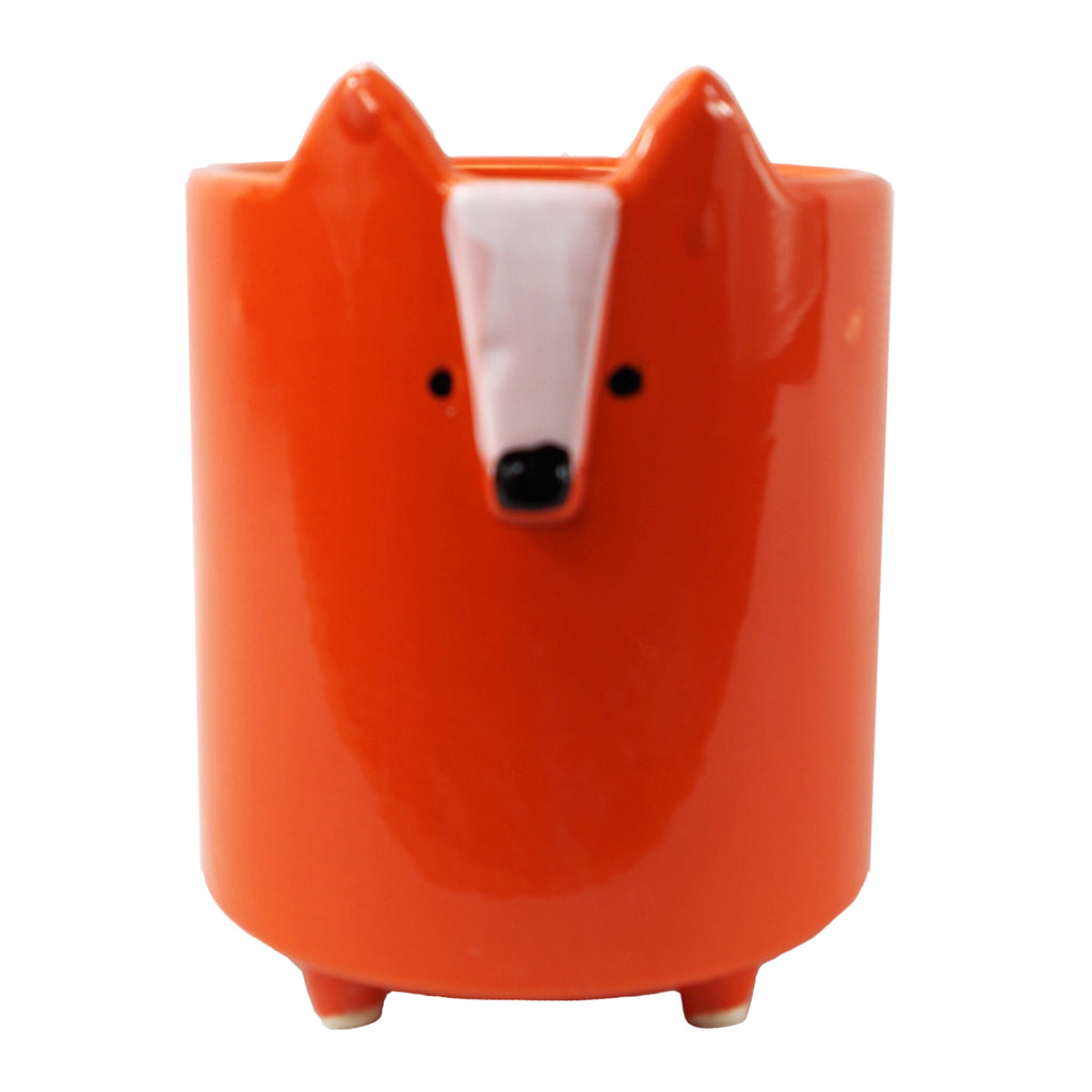 Set of Rabbit Fox and Elephant Ceramic Pots