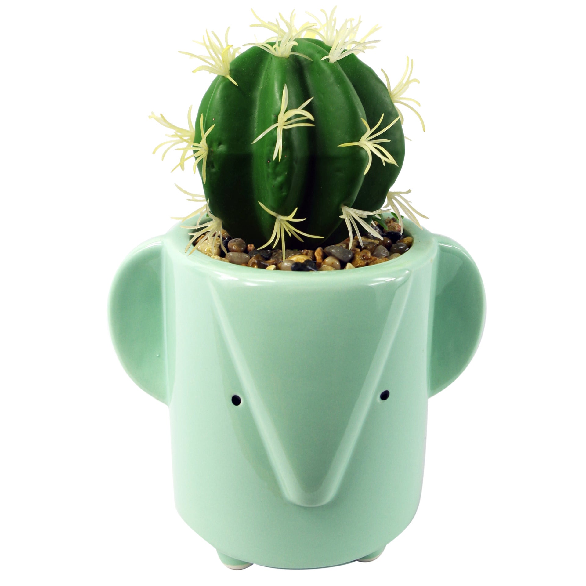 Set of Rabbit Fox and Elephant Ceramic Pots