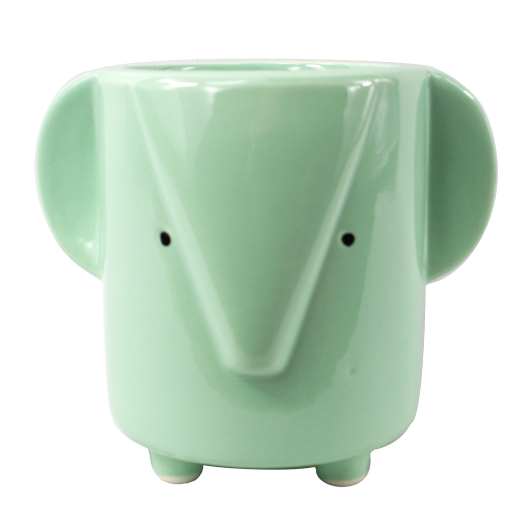 Set of Rabbit Fox and Elephant Ceramic Pots