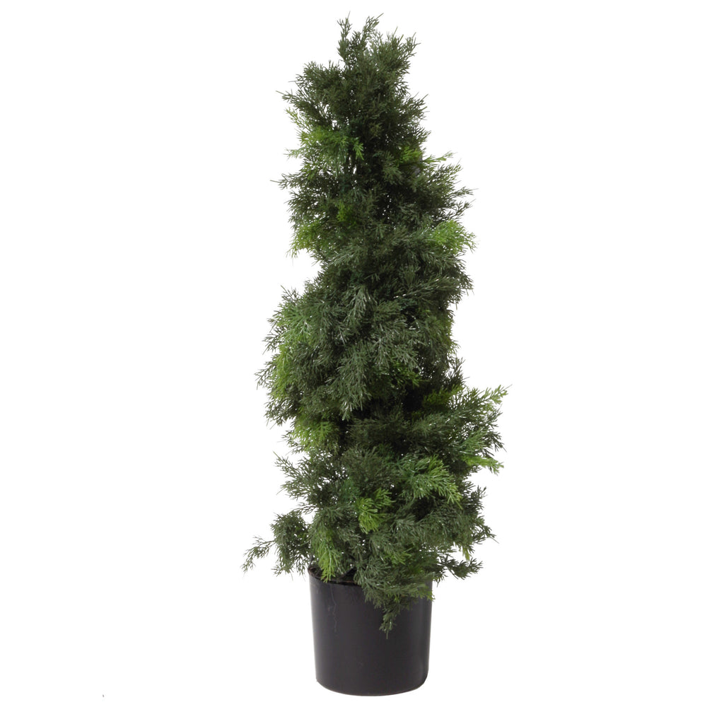 100cm Artificial Cedar Spiral Topiary Tree Bushy Style UV Protected