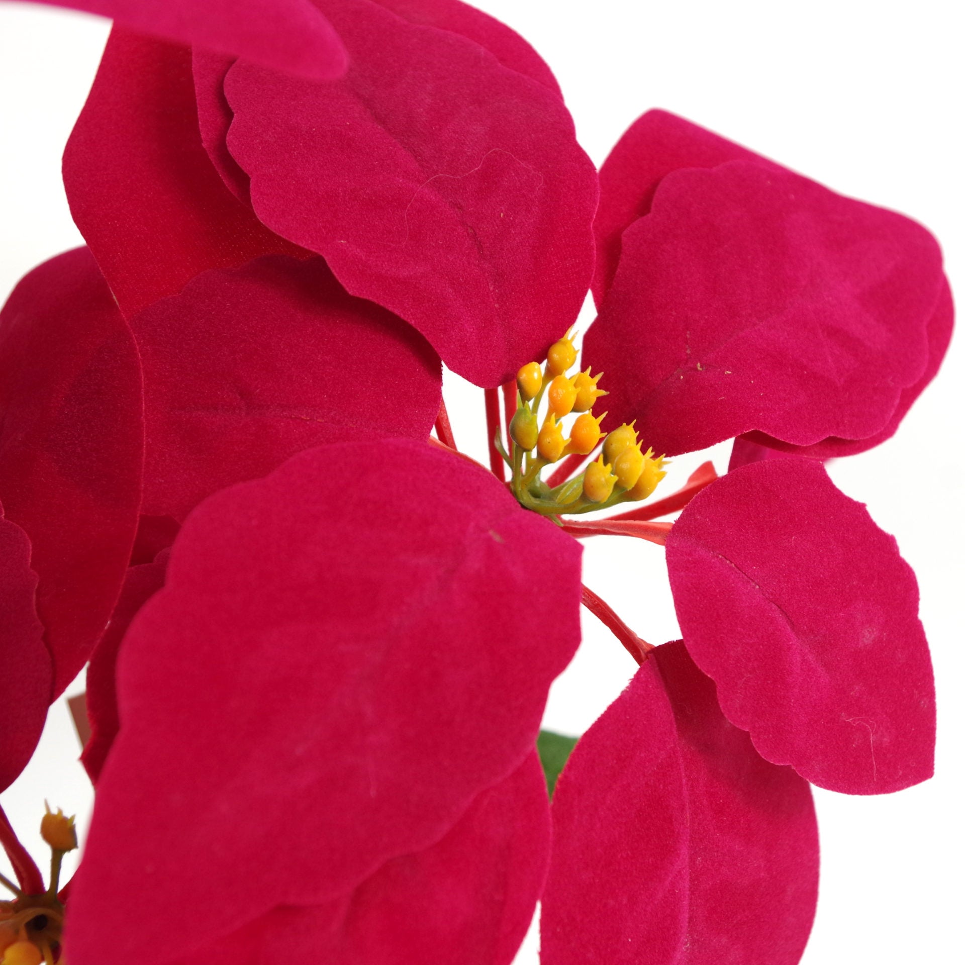 Artificial Christmas Xmas Red Poinsettia 40cm Silver Hammered Metal Planter