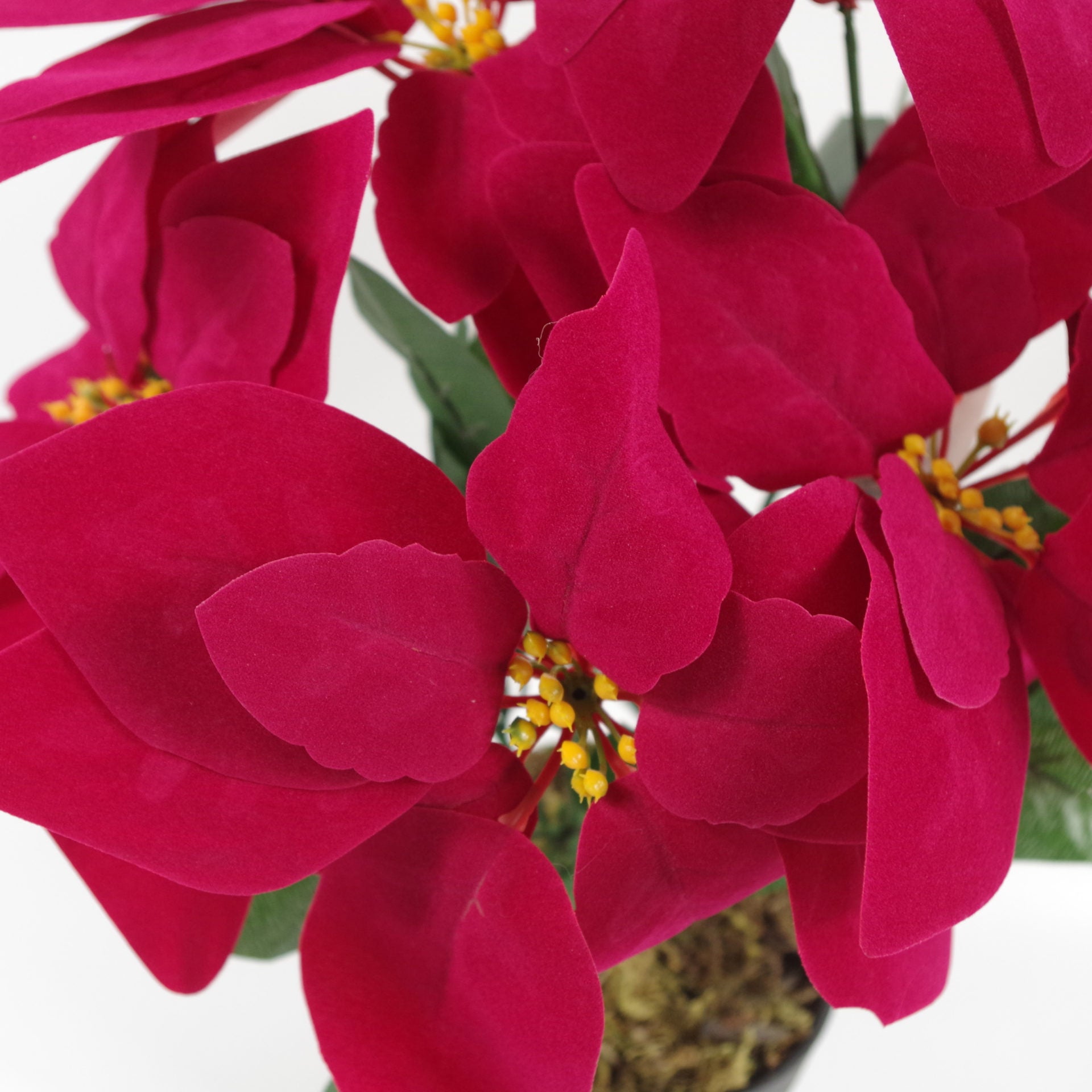 Artificial Christmas Xmas Red Poinsettia 40cm Silver Hammered Metal Planter