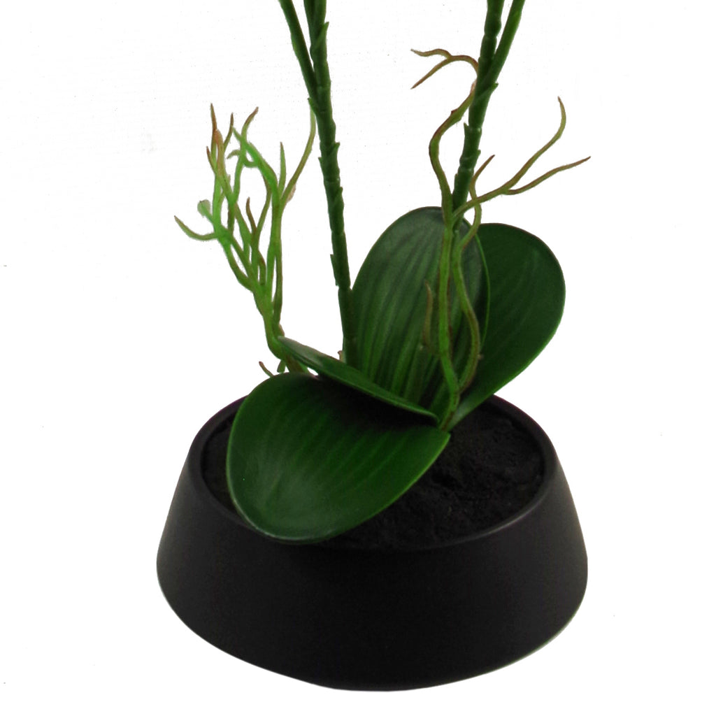 43cm Large Pink Yellow Artificial Orchid in Ceramic Planter
