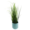 Artificial Grass Plant With Blue Ceramic Planter
