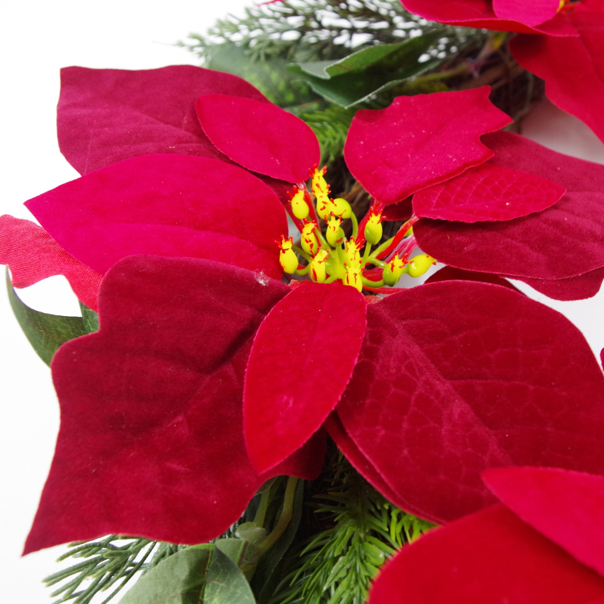 60cm (24") Large Luxury Christmas Poinsettia & Foliage Floristry Wreath
