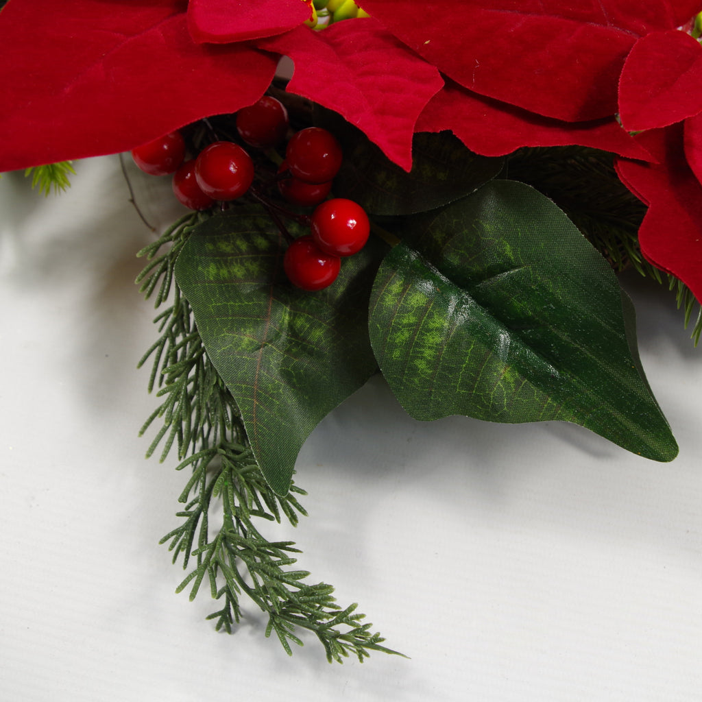 60cm (24") Large Luxury Christmas Poinsettia & Foliage Floristry Wreath