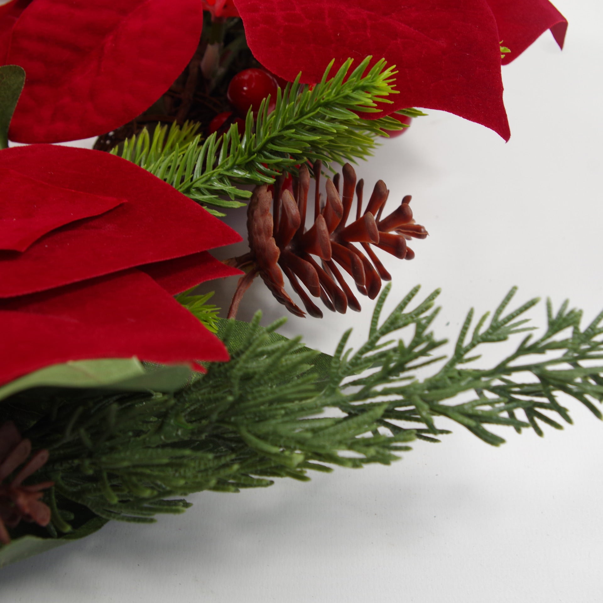 60cm (24") Large Luxury Christmas Poinsettia & Foliage Floristry Wreath