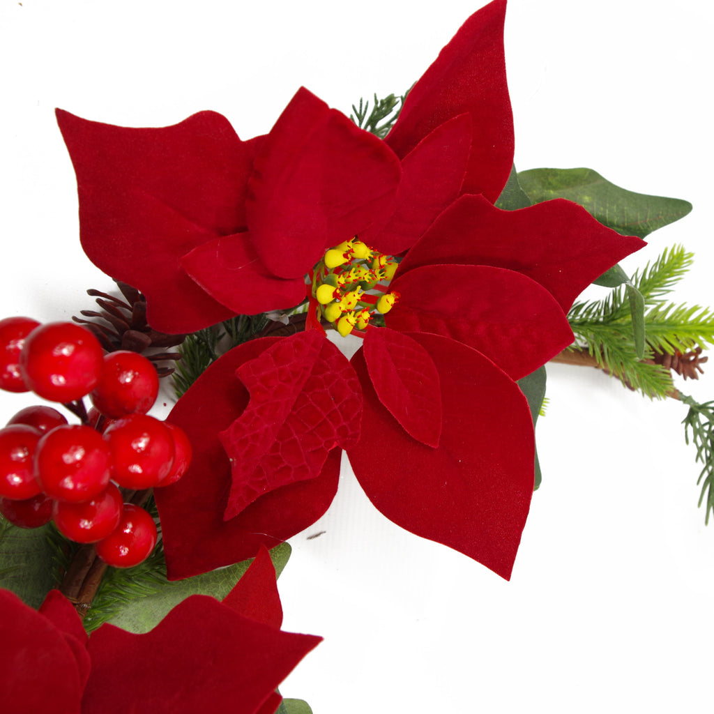 150cm Luxury Christmas Poinsettia & Foliage Floristry Garland