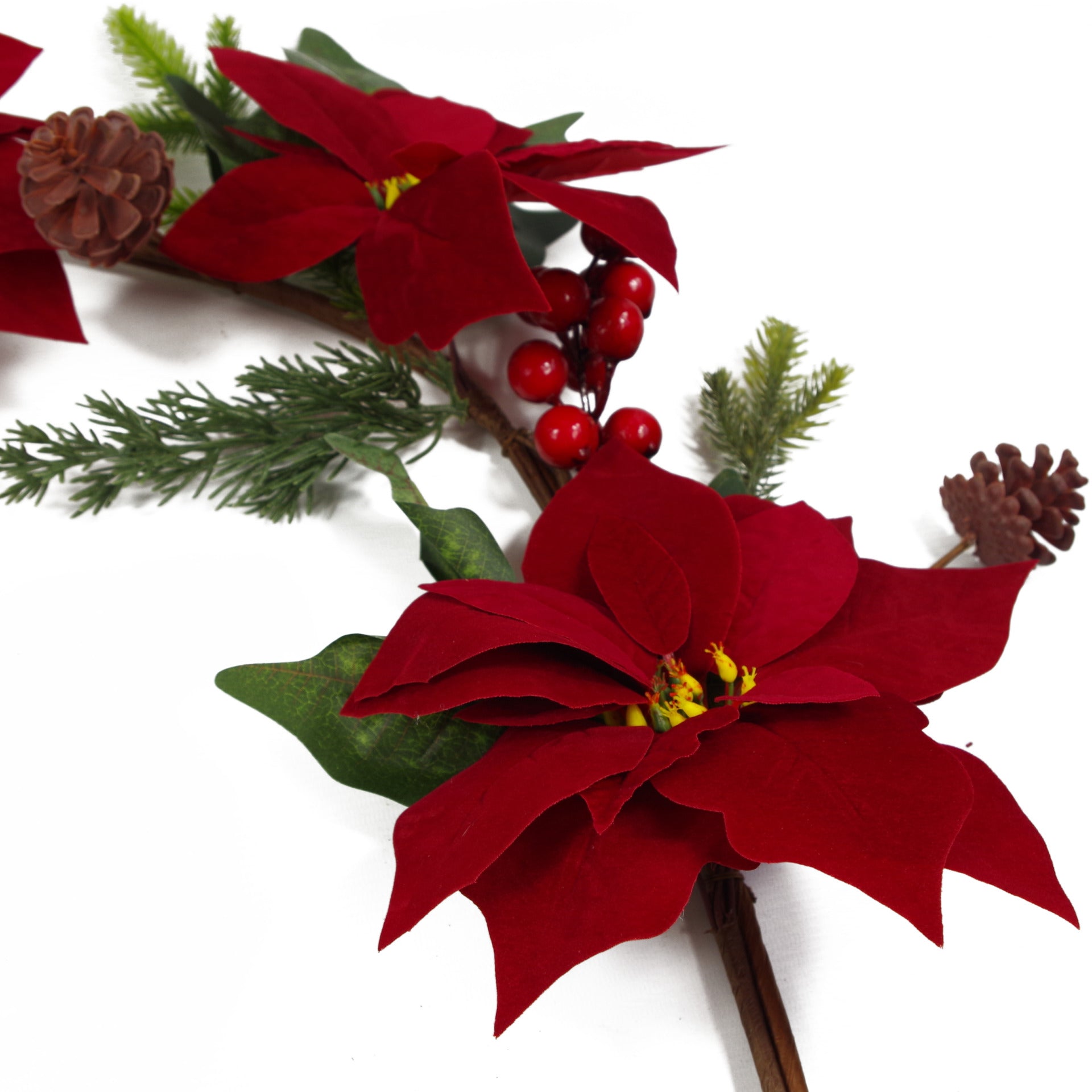 150cm Luxury Christmas Poinsettia & Foliage Floristry Garland