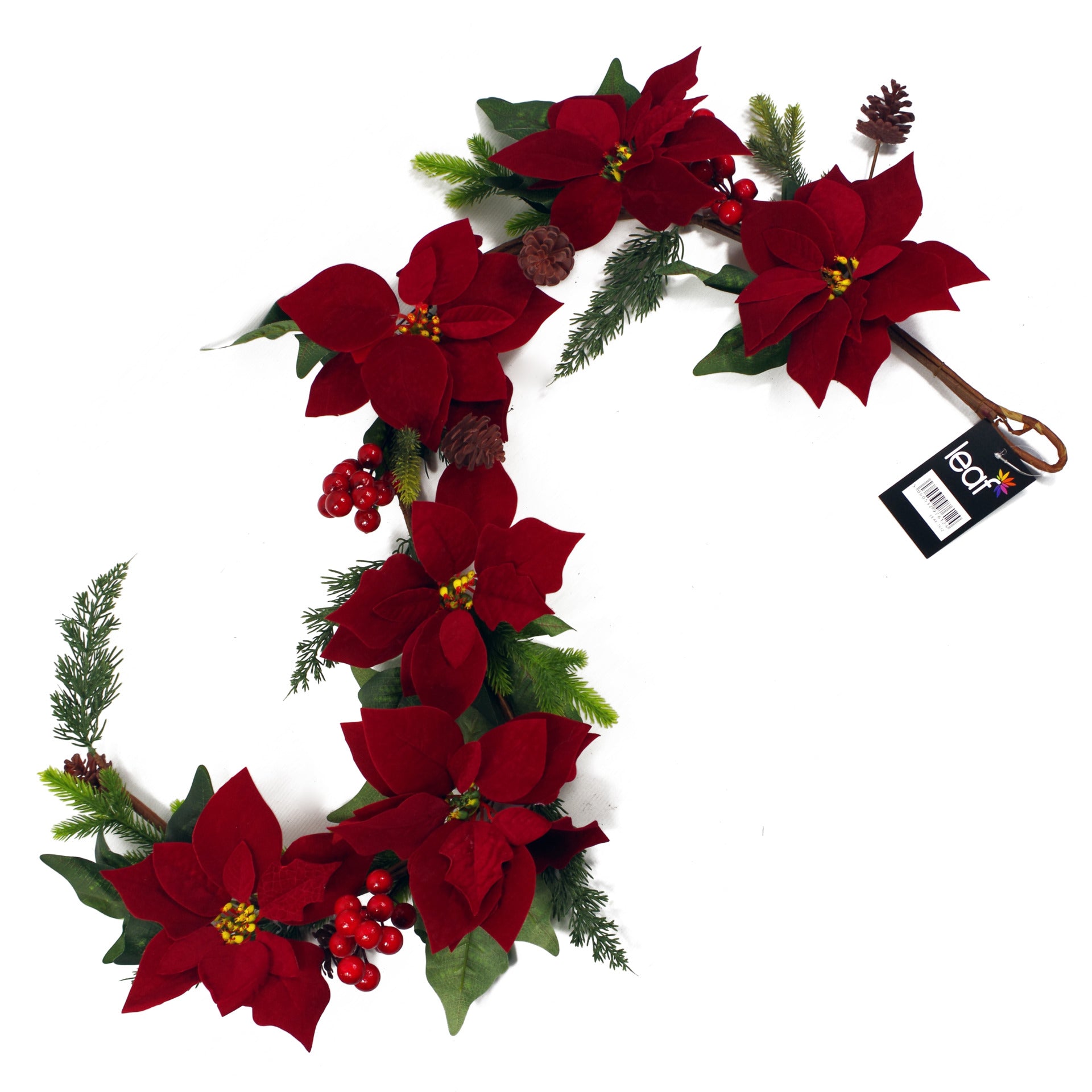 150cm Luxury Christmas Poinsettia & Foliage Floristry Garland