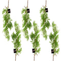 6 x 100cm Artificial Hanging Maidenhair Fern Plant Dark Green