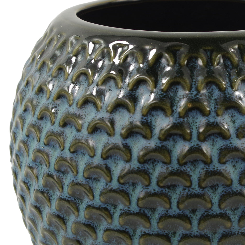 Blue Ceramic Plant Pot 15 x 15 x 12.5cm