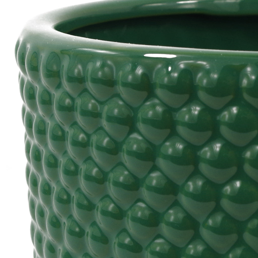Green Raised Dots Ceramic Plant Pot 15 x 15 x 12.5cm