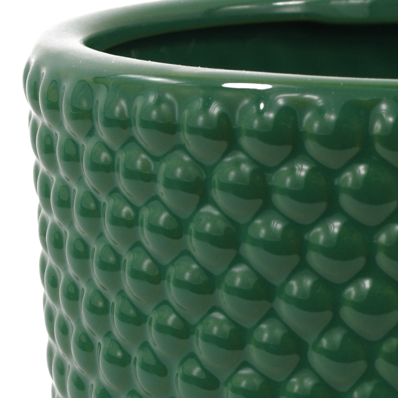 Green Raised Dots Ceramic Plant Pot 15 x 15 x 12.5cm