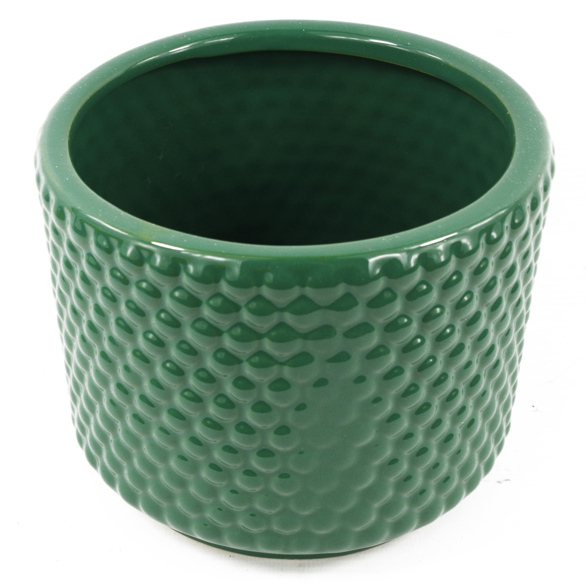 Green Raised Dots Ceramic Plant Pot 15 x 15 x 12.5cm