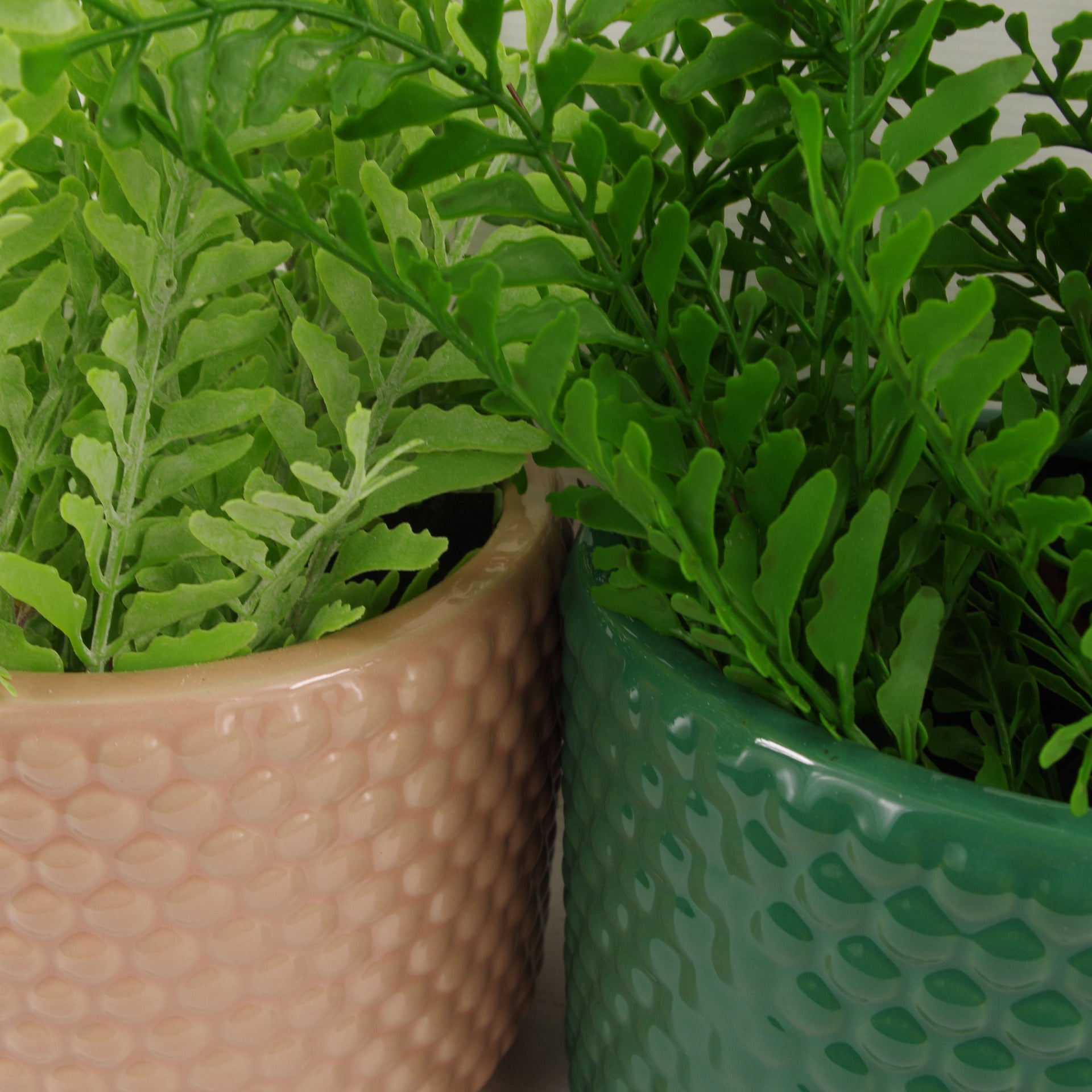40cm Pair of Ceramic Planters with Artificial Ferns