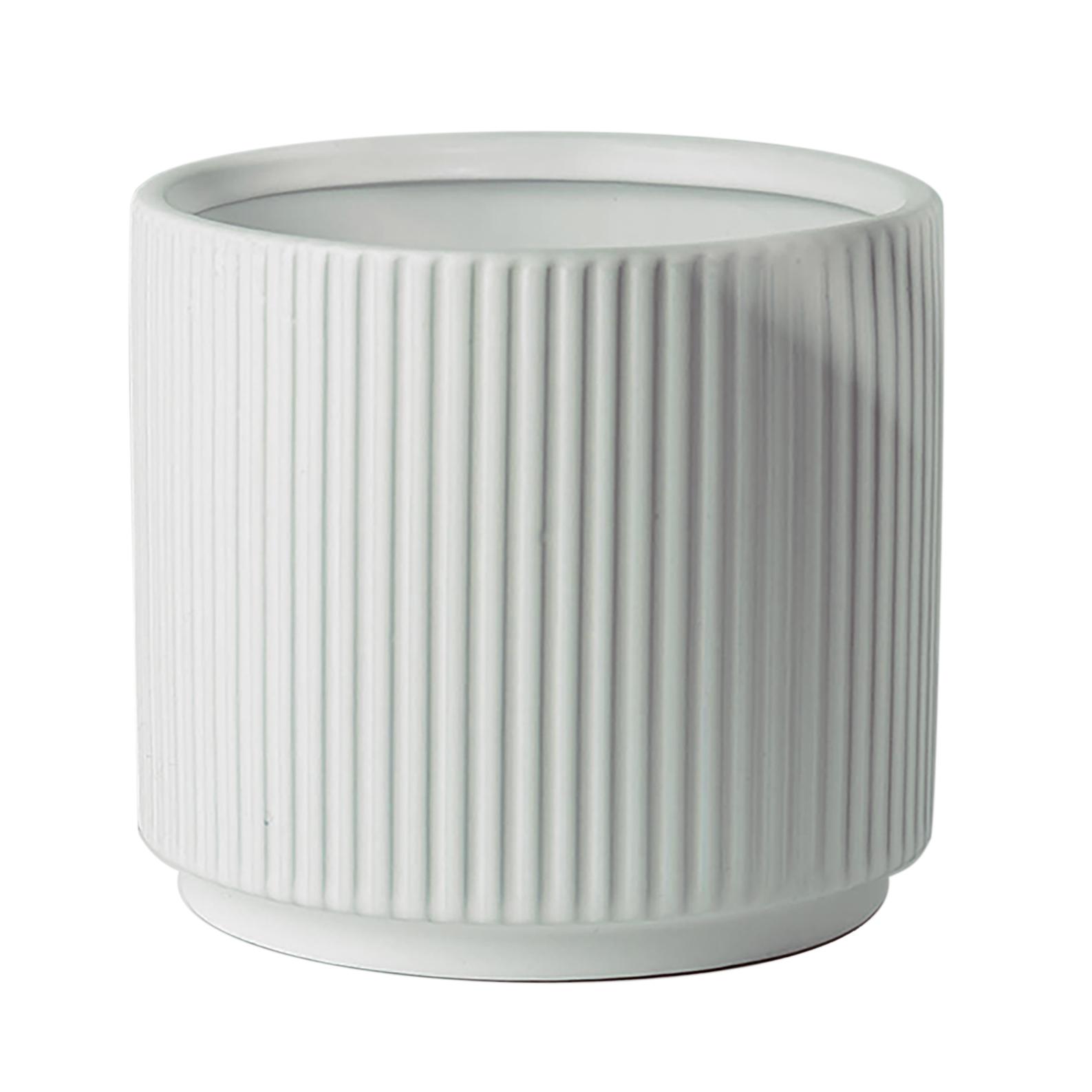 White Ribbed Ceramic Plant Pot 16 x 16 x 15cm