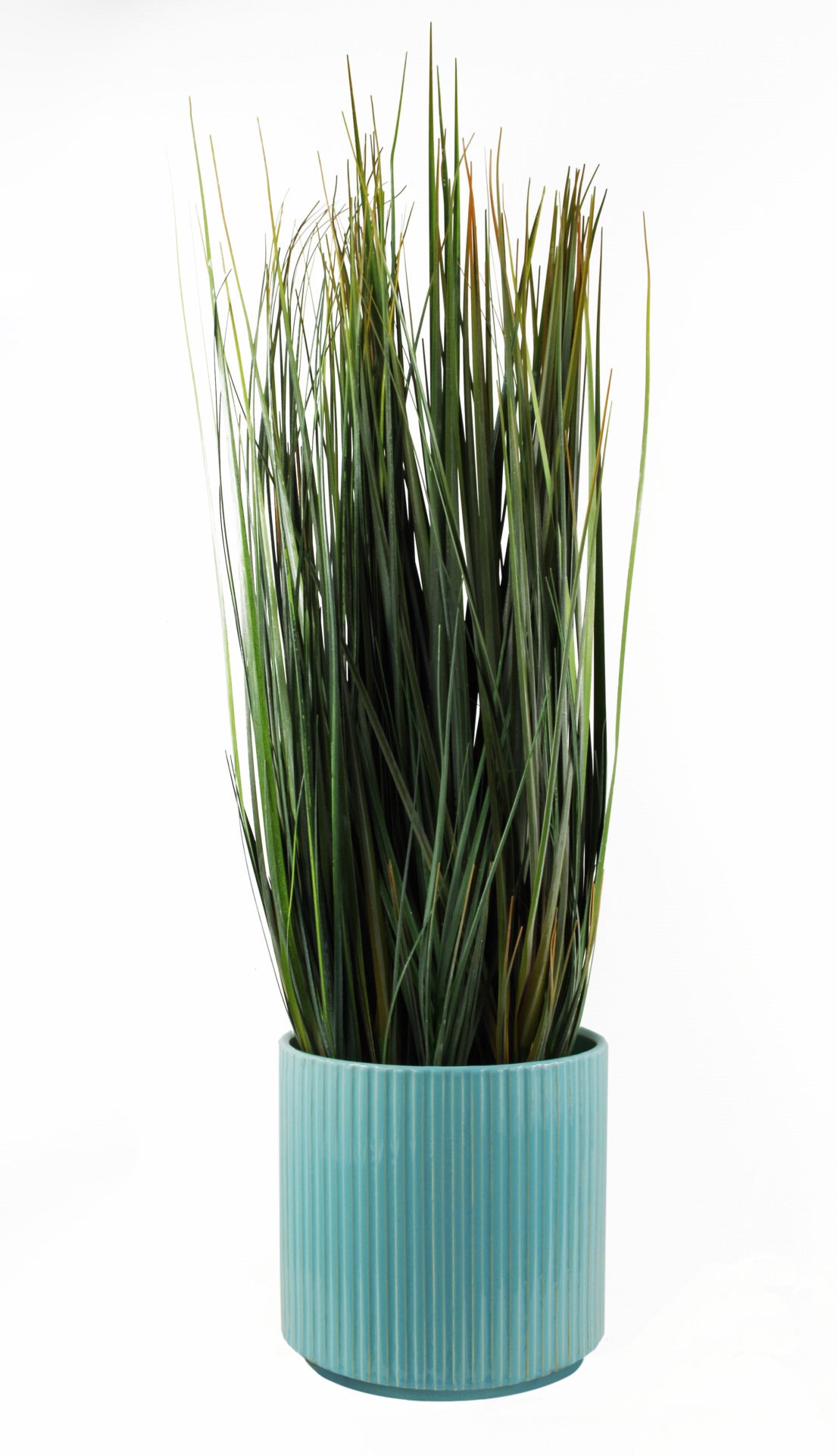 Turquoise Blue Ribbed Ceramic Plant Pot 16 x 16 x 15cm