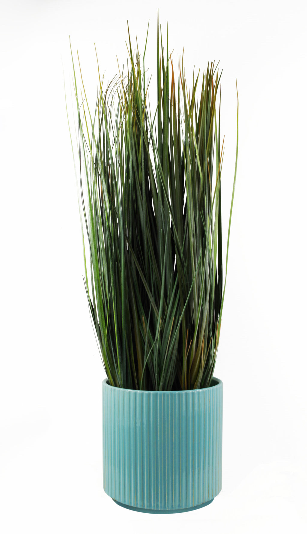 Turquoise Blue Ribbed Ceramic Planter Plant Pot 13.5 x 13.5 x 13cm