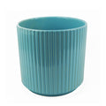 Turquoise Blue Ribbed Ceramic Planter Plant Pot 13.5 x 13.5 x 13cm