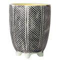Tall Ceramic Planter Plant Pot With Feet Black Stripe 15 x 15 x 19cm