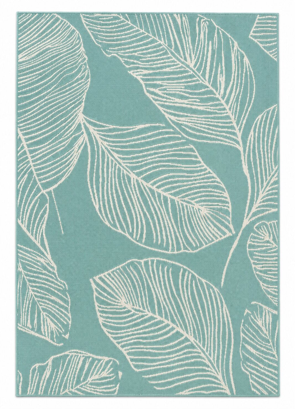 Terrace Leaf Aqua Rug