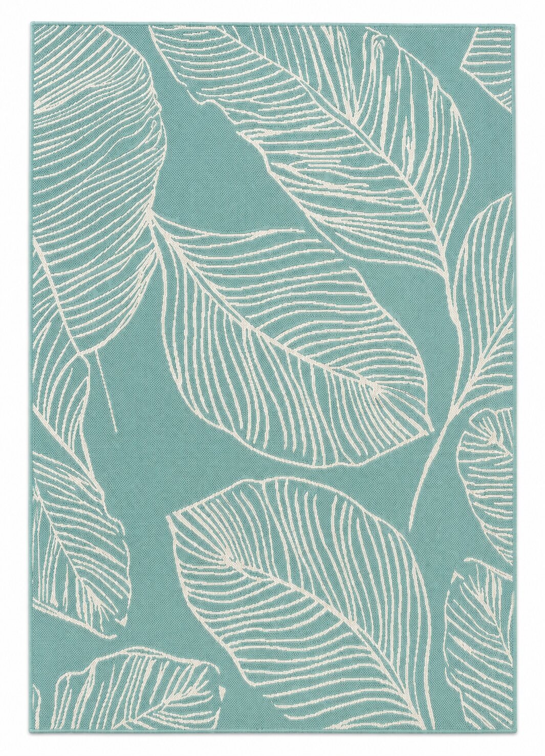 Terrace Leaf Aqua Rug