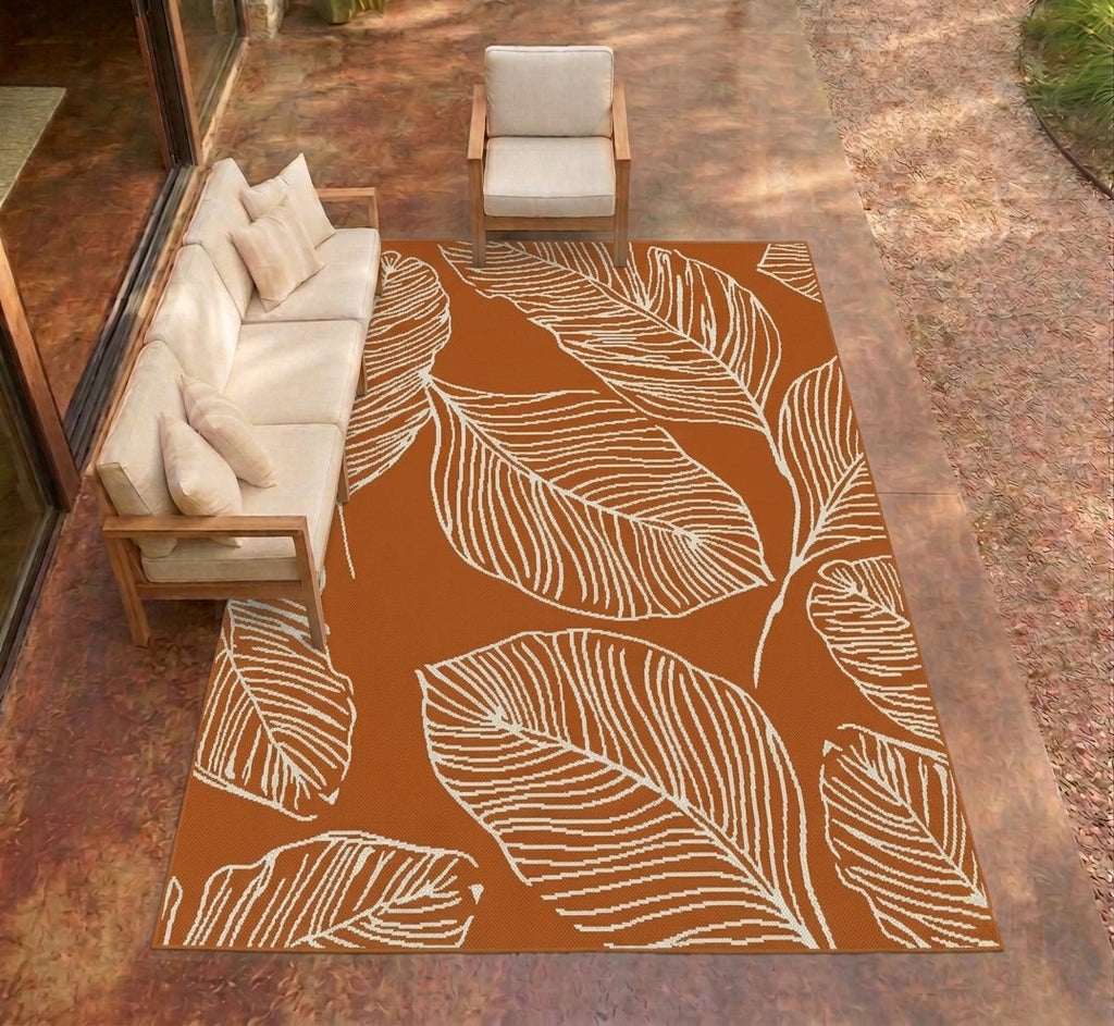 Terrace Leaf Terracotta Rug