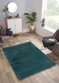 Luxe Faux Fur Rug Plain Forest Green Rug