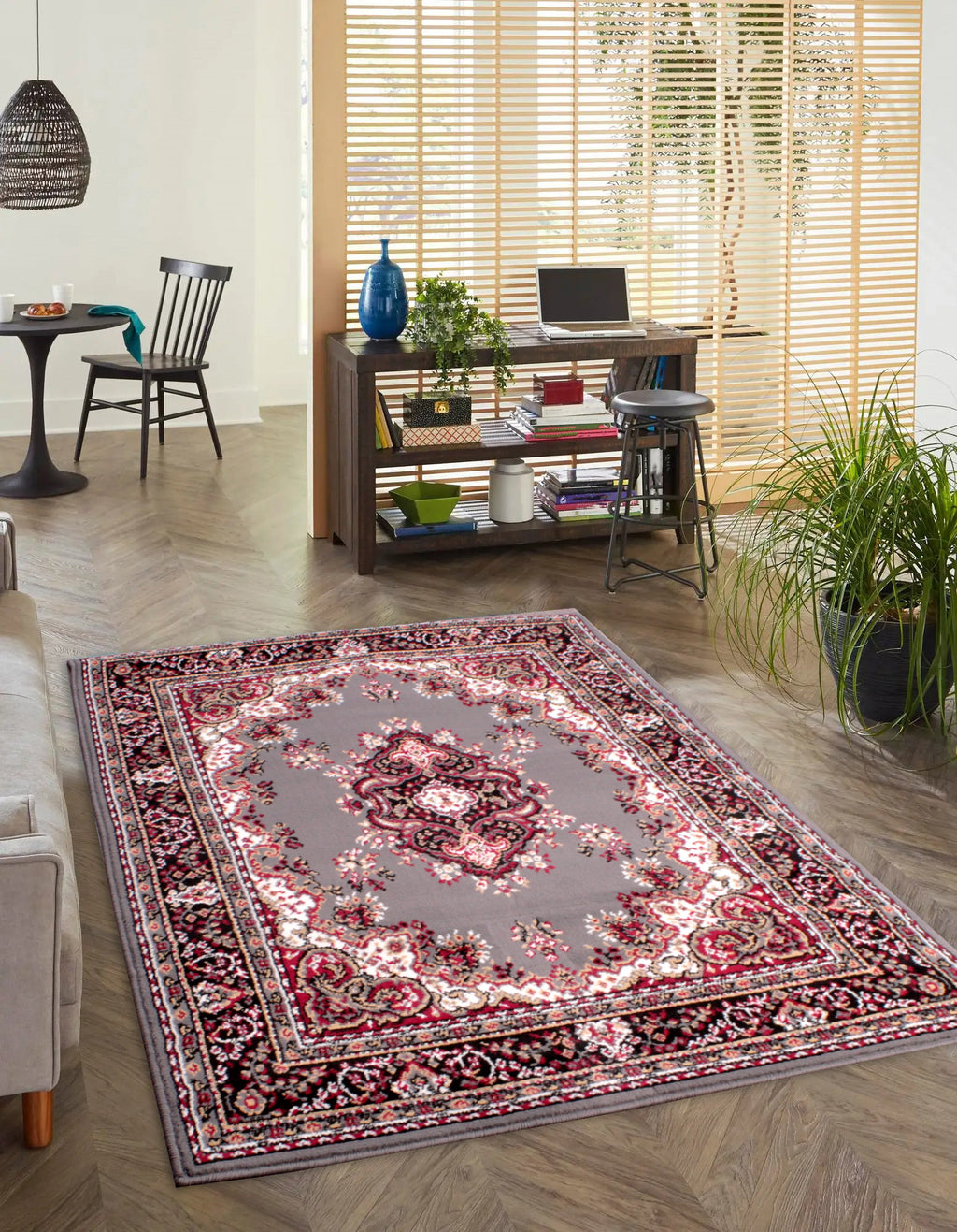 Traditional Poly Lancashire Grey Rug