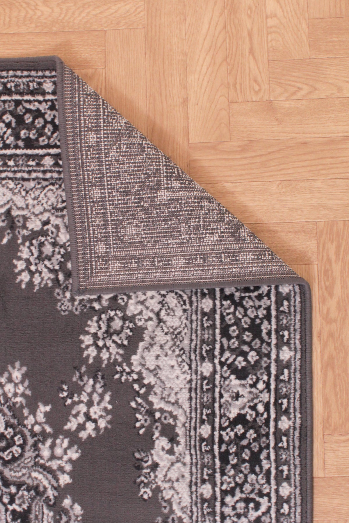 Traditional Poly Lancashire Dark Grey Rug