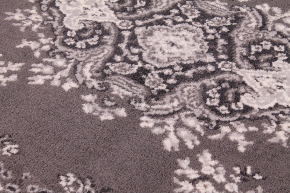 Traditional Poly Lancashire Dark Grey Rug