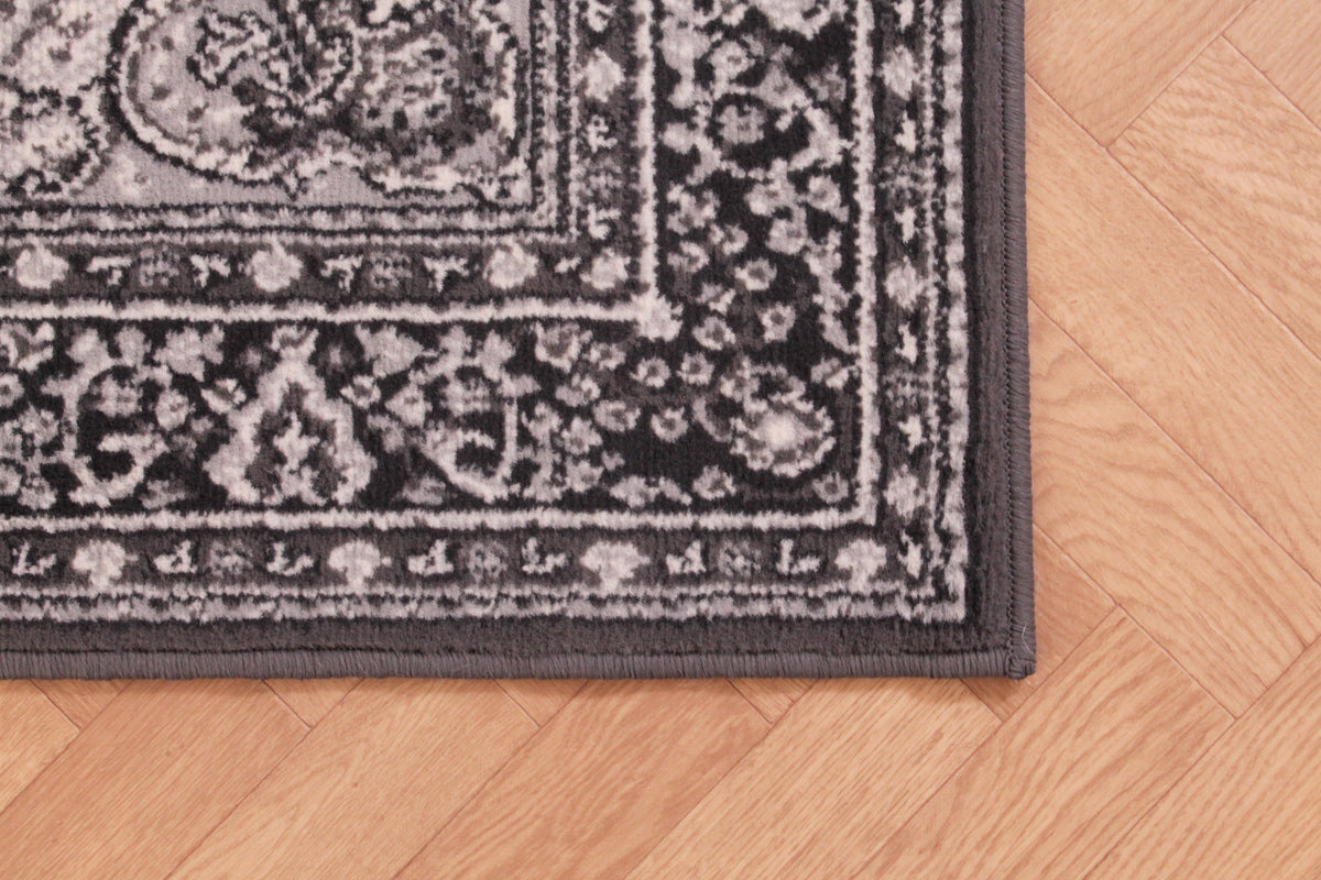 Traditional Poly Lancashire Dark Grey Rug