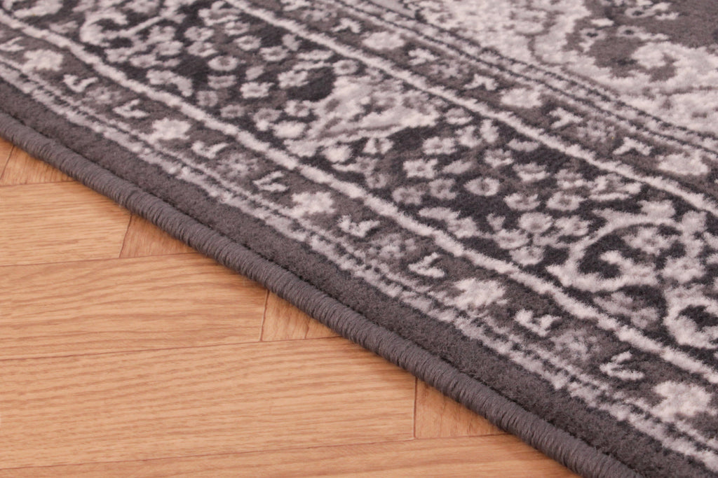 Traditional Poly Lancashire Dark Grey Rug