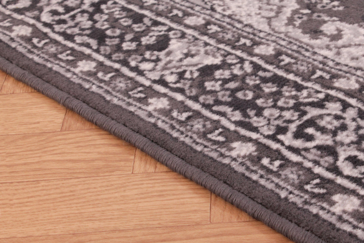 Traditional Poly Lancashire Dark Grey Rug