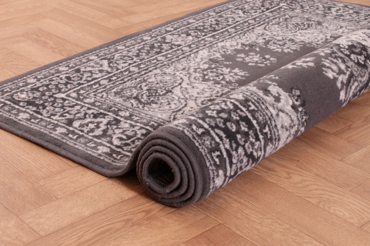 Traditional Poly Lancashire Dark Grey Rug