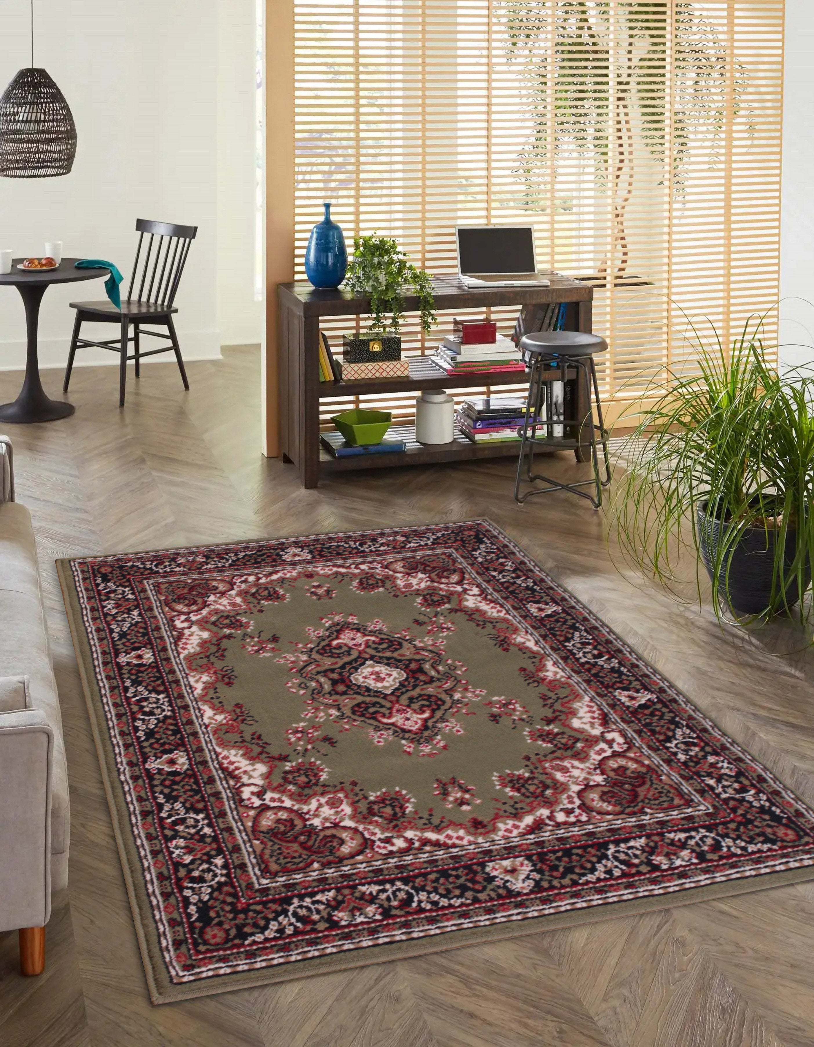 Traditional Poly Lancashire Green Rug