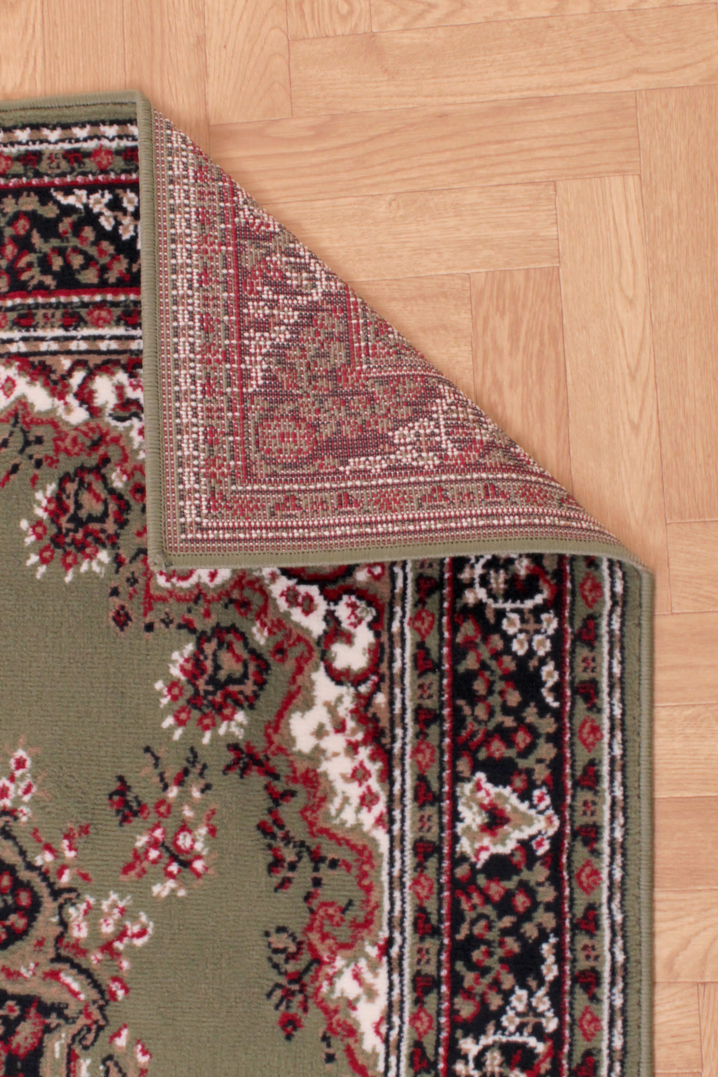 Traditional Poly Lancashire Green Rug