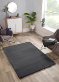 Luxe Faux Fur Rug Plain Charcoal Rug