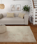 Luxe Faux Fur Rug Plain Natural Rug