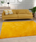Luxe Faux Fur Rug Plain Ochre Rug
