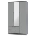 MIL142 Tall 2 Drawer Tiple Mirror Wardrobe