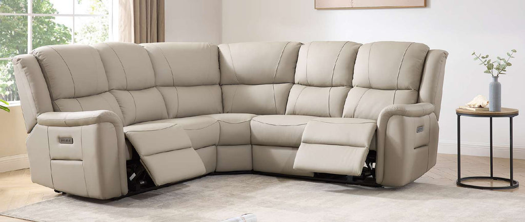 Melbourne Latte leather corner recliner group
