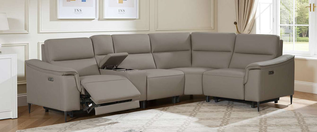 Naples Truffle leather modular corner group