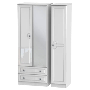 Tall Triple 2 Drawer Mirror Robe