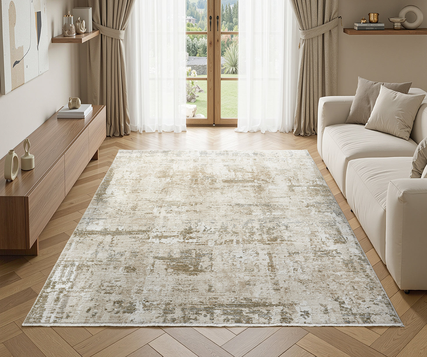 Perla Bavari Cream/Green Rug