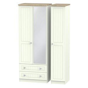 Tall Triple 2 Drawer Mirror Robe