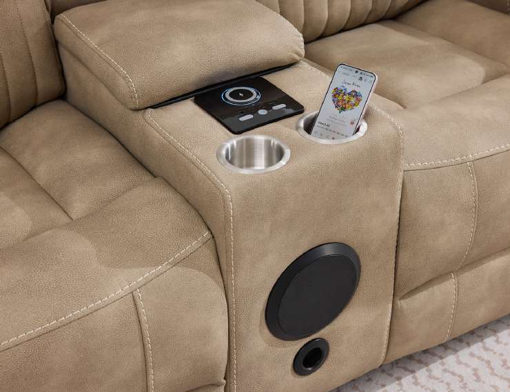 Roma Bark console with Bluetooth speaker and wireless charger