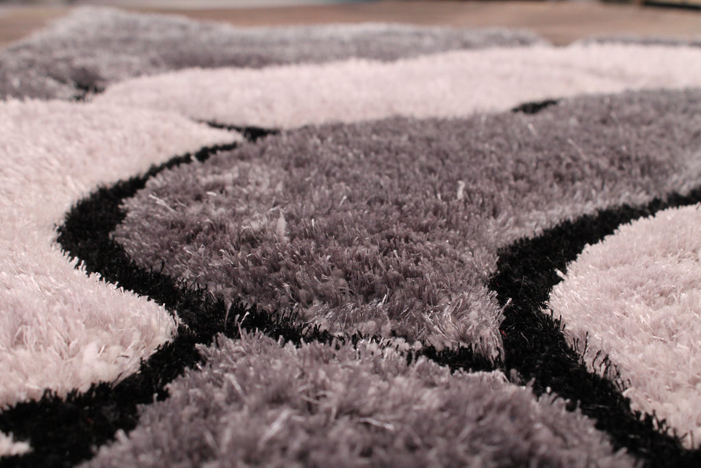 3D Carved Rose Charcoal Rug