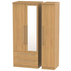 Triple 2 Drawer Mirror Robe